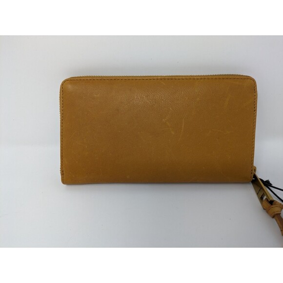 NWT $85 Margot New York Gabby Single Zip Around Leather Wallet Wristlet Cognac - Picture 3 of 10